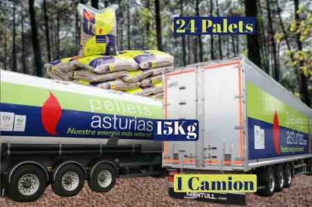 Pellet Asturias -24 Palets de 77 SACOS-1 Camion certificado Enplus 15 kg