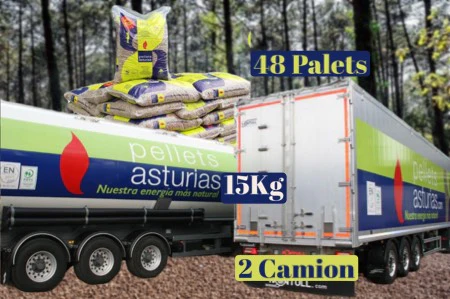Pellet Asturias -48 Palets de 77 SACOS-2 Camion certificado Enplus 15 kg